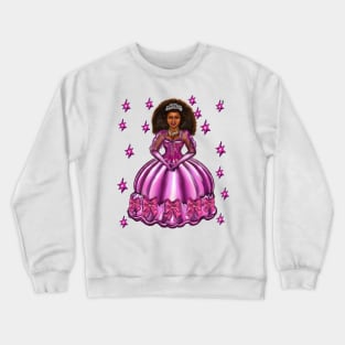 Princess -  Black Afro Princess in purple with stars  7 ! beautiful  black girl with Afro hair, brown eyes and dark brown skin. Hair love ! Crewneck Sweatshirt